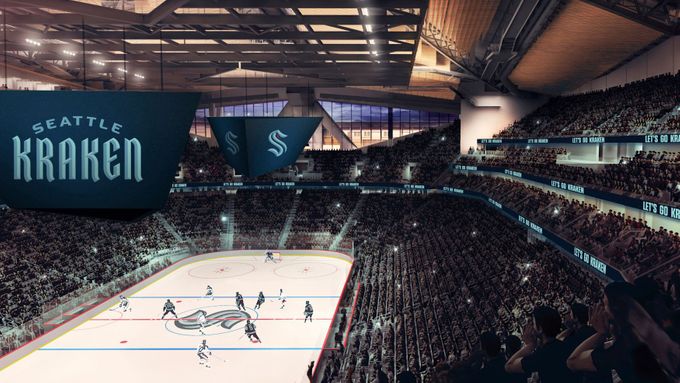 Takhle bude vypadat aréna nového klubu NHL Seattle Kraken.
