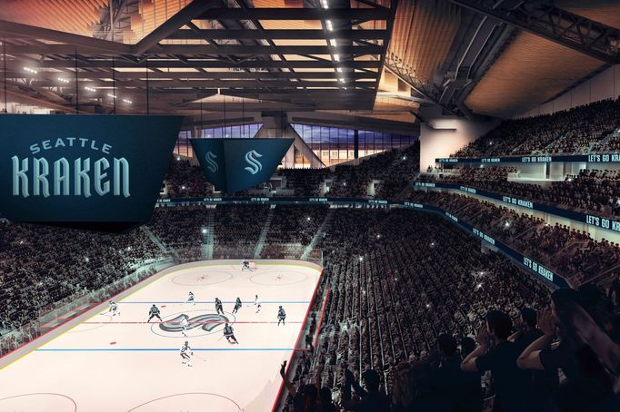 Takhle bude vypadat aréna nového klubu NHL Seattle Kraken.