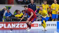 Marek Beneš ve finále MS ve florbale 2022 proti Švédsku