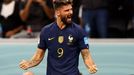 Olivier Giroud slaví gól ve čtvrtfinále MS 2022 Anglie - Francie