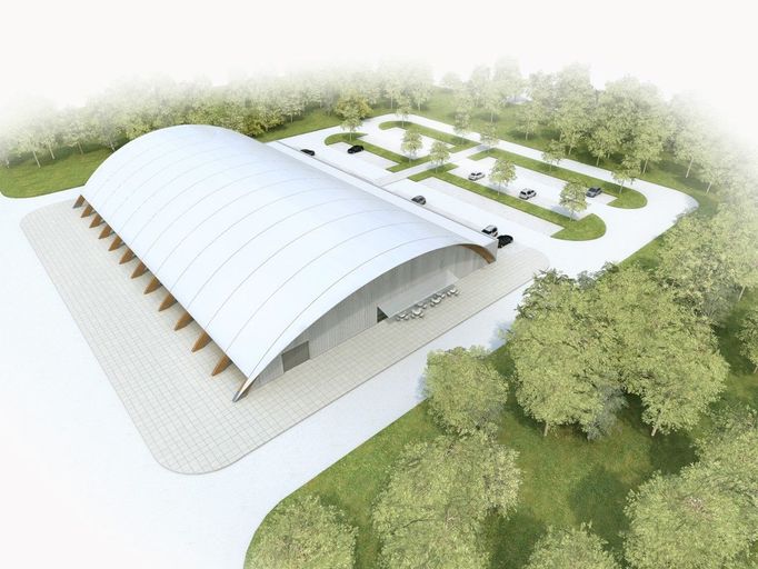 Takhle vypadá univerzální projekt nízkonákladového zimního stadionu, který si nechal vypracovat Český svaz ledního hokeje. Chce s ním rozšířit hokej do malých měst.