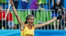 Women's Pool A Germany v Spain - Olympic Hockey Centre - Rio de Janeiro, Brazil - 11/08/2016. Carola Salvatella Panes (ESP) of Spain celebrates after scoring her team's s