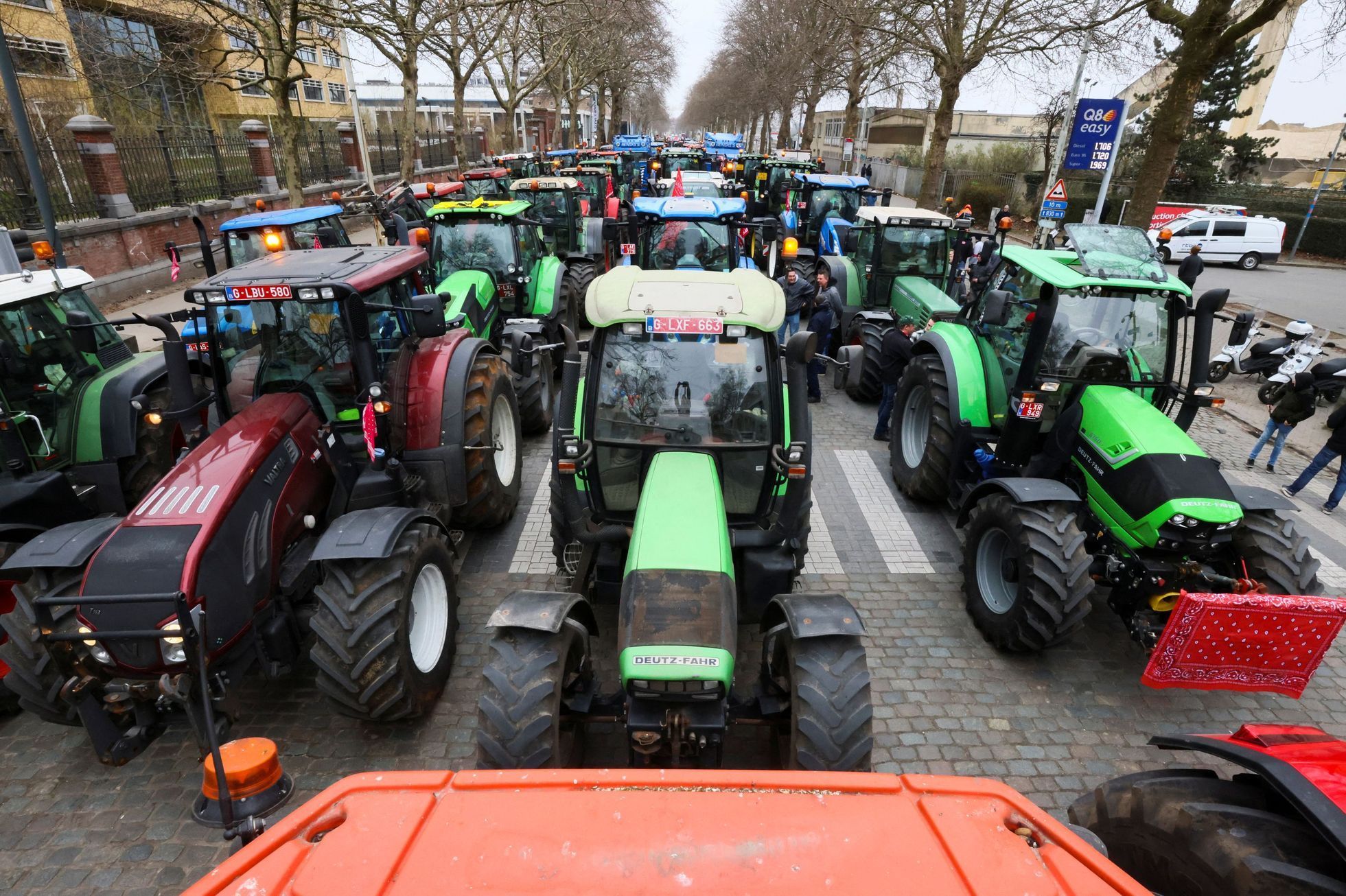 Protest farmářů v Bruselu, Belgie.