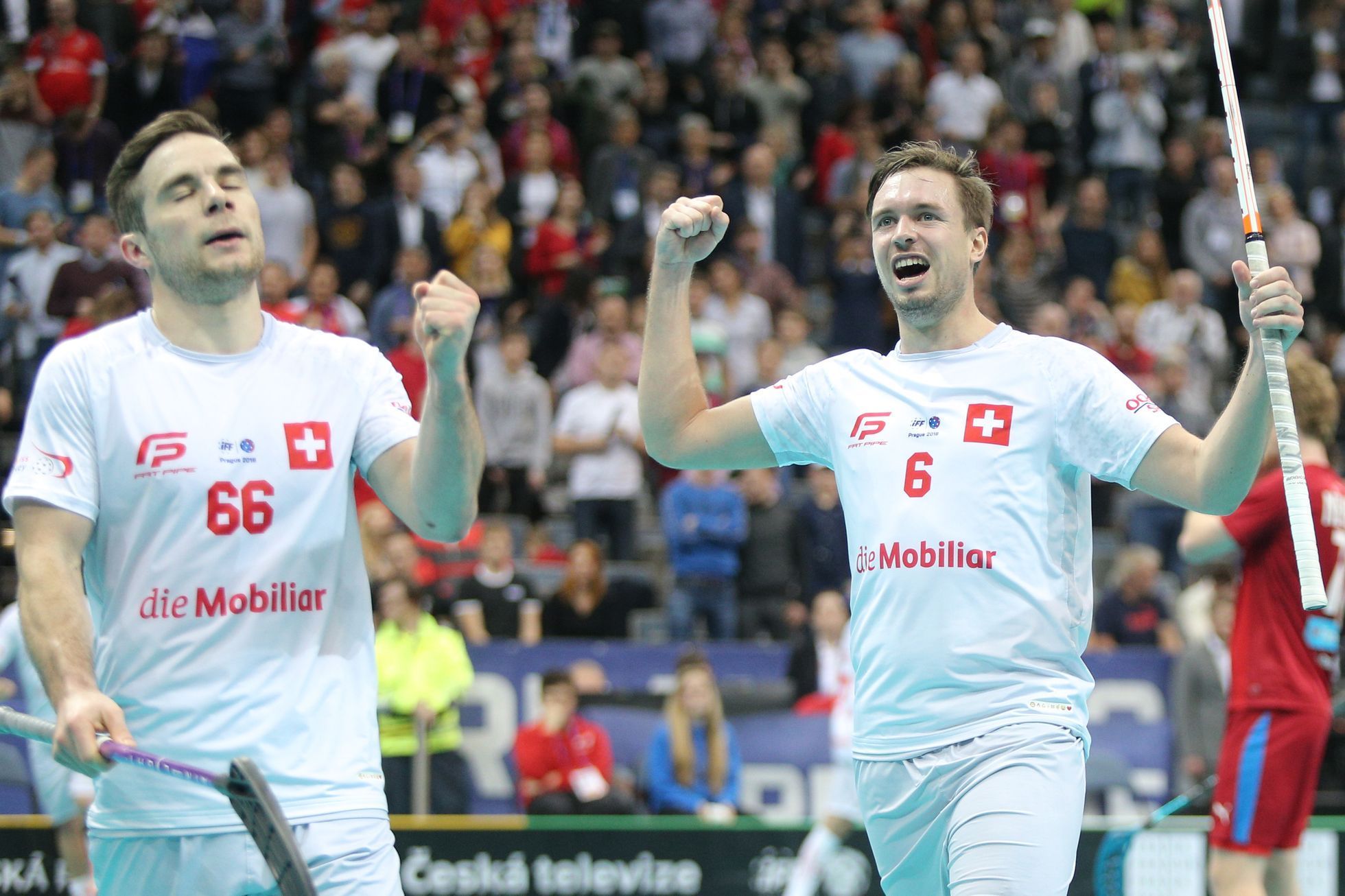 Švýcarská radost v zápase o bronz Česko - Švýcarsko na MS 2018