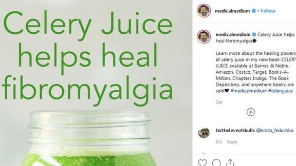 Celerový džus pomáhá léčit revma, tvrdí na Instagramu Medical Medium.