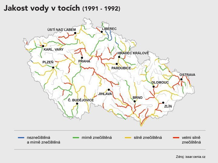 Jakost vody v tocích (1991 - 1992)