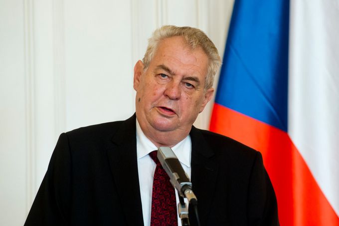 Miloš Zeman při tiskové konferenci na Pražském hradě.