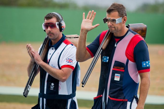 OH 2016, sportovní střelba-trap: Edward Ling (Brit.) a  David Kostelecký