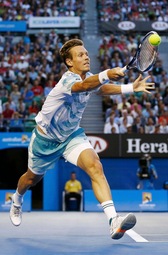 Australian Open 2015: Tomáš Berdych při semifinále s Andy Murraym