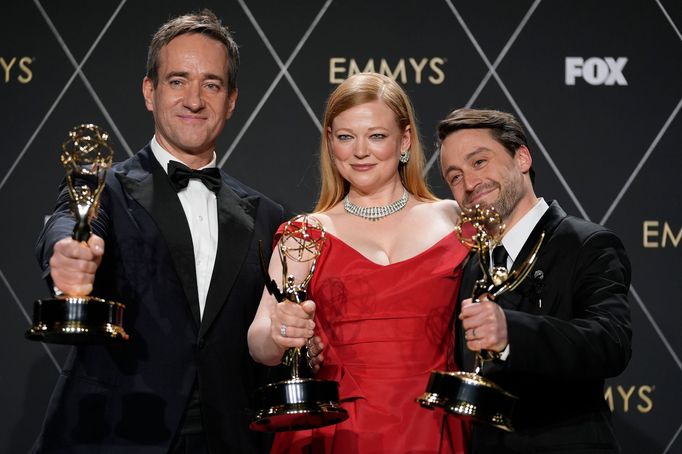 Matthew Macfadyen, Sarah Snook a Kieran Culkin ze seriálu Boj o moc.