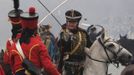 Participants in period costume re-enact the battle of Borodino during anniversary celebrations at the Borodino museum-reserve outside Moscow September 2, 2012. Russian President Vladimir Putin made a rousing call for unity among Russia's diverse ethnic and religious groups on Sunday as he led commemorations of a battle 200 years ago that led to the defeat of Napoleon Bonaparte. REUTERS/Sergei Karpukhin (RUSSIA - Tags: ANNIVERSARY POLITICS CONFLICT) Published: Zář. 2, 2012, 8:05 odp.