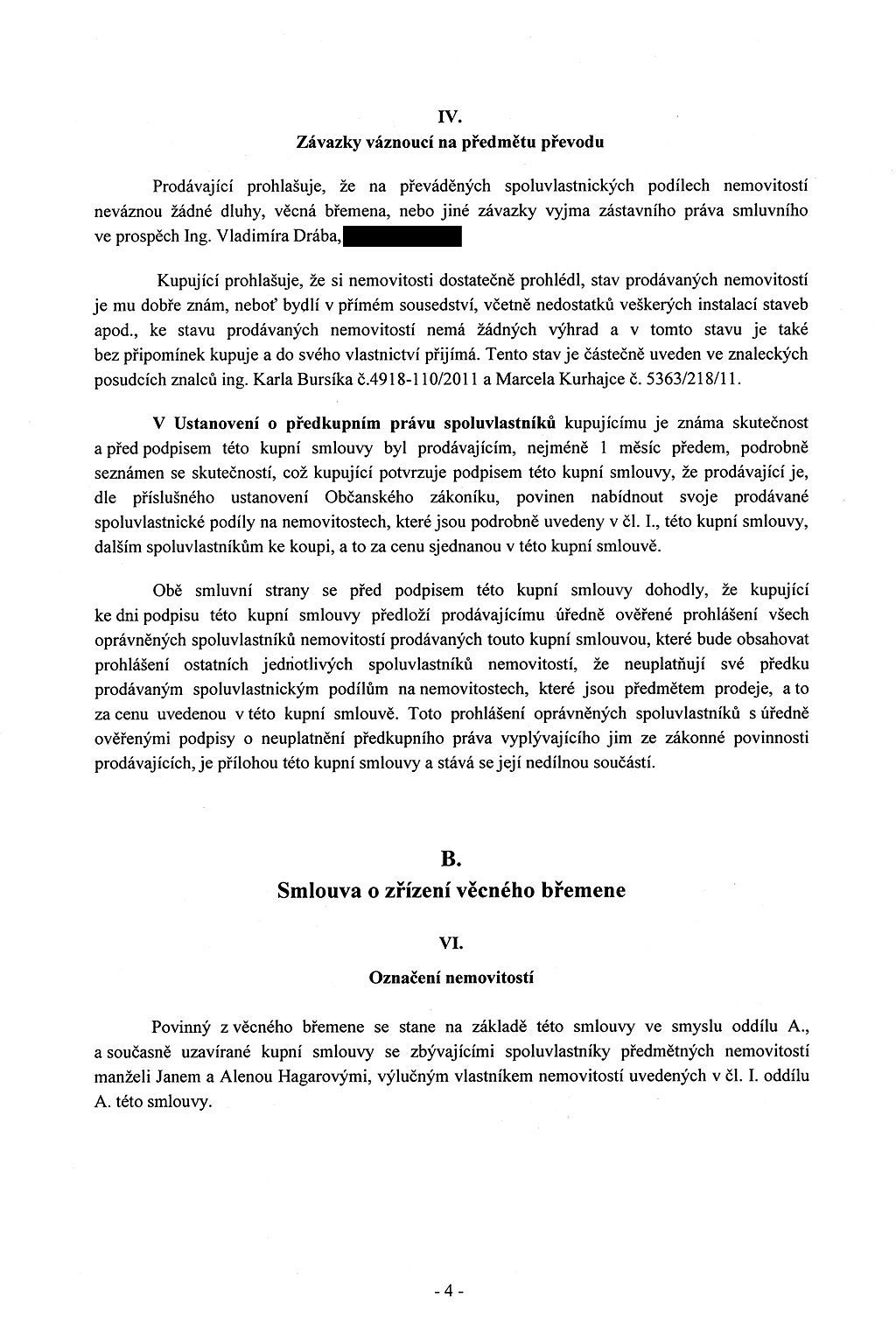 Kupní smlouva - statek Petr Bendl
