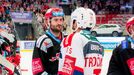 Třinec - Pardubice, 7. čtvrtfinále play-off 2018: Tomáš Linhart a Marek Trončinský