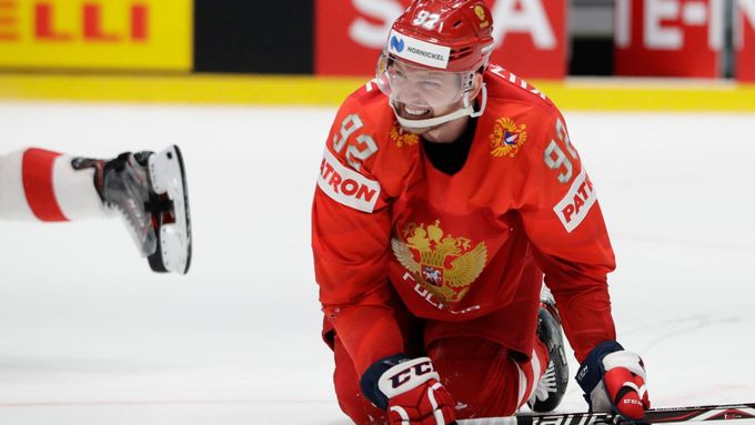 Jevgenij Kuzněcov na mistrovství světa 2019 v utkání o bronz proti Česku.