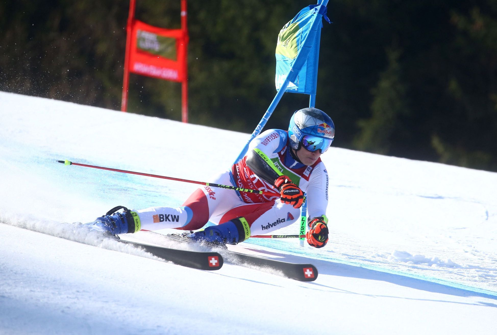 Marco Odermatt při obřím slalomu v závodě SP v Kranjské Goře