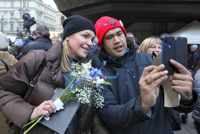 Dagmar Havlová. Praha si dnes 17. 11. 2019 připomíná výročí 30 let od sametové revoluce, která vedla k pádu komunistického režimu.