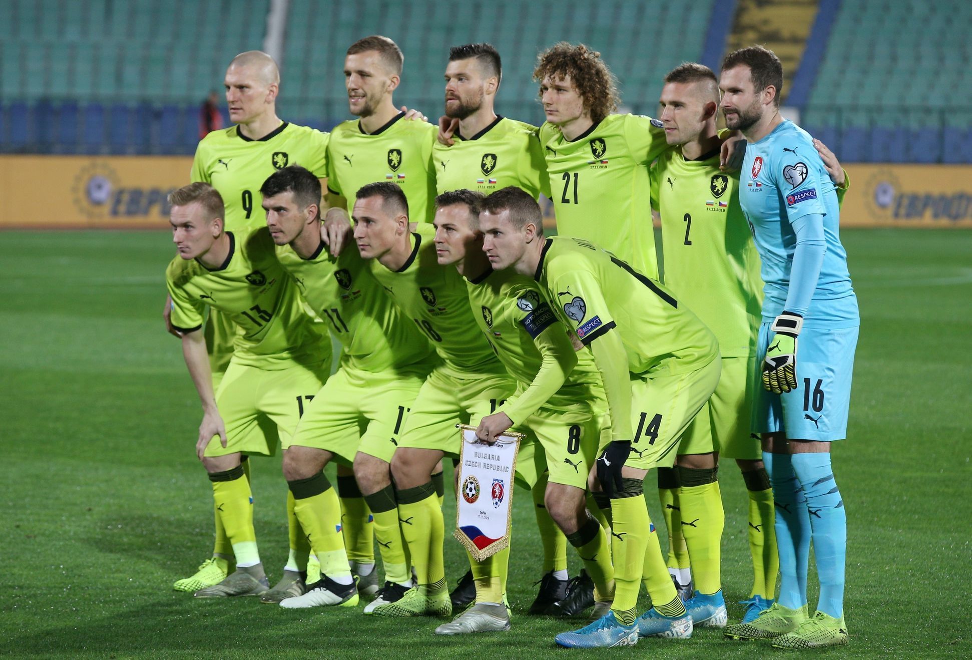 Český tým před zápasem kvalifikace ME 2020 Bulharsko - Česko