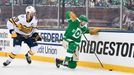 Jan 1, 2020; Dallas, TX, USA; Dallas Stars center Jason Dickinson (18) chases the puck against Nashville Predators defenseman Roman Josi (59) during the third period in t