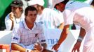 Argentinský tenista Carlos Berlocq v semifinálovém utkání Davis Cupu 2012 s Čechem Tomášem Berdychem.