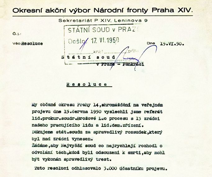 Před 70 lety, 31. května 1950, začal v Praze vykonstruovaný proces s Miladou Horákovou .