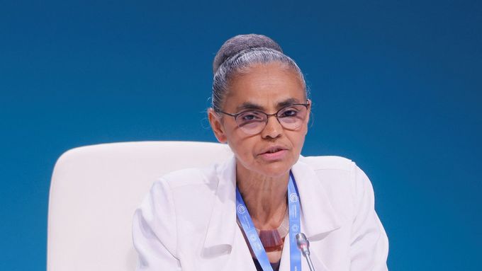 Brazilská ministryně životního prostředí Marina Silva hovoří na Konferenci OSN o změně klimatu COP29 v Baku, Ázerbájdžán, 23. listopadu 2024.