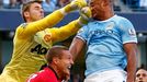 Manchester City vs. United, utkání Premier League (De Gea, Vidič, Kompany)