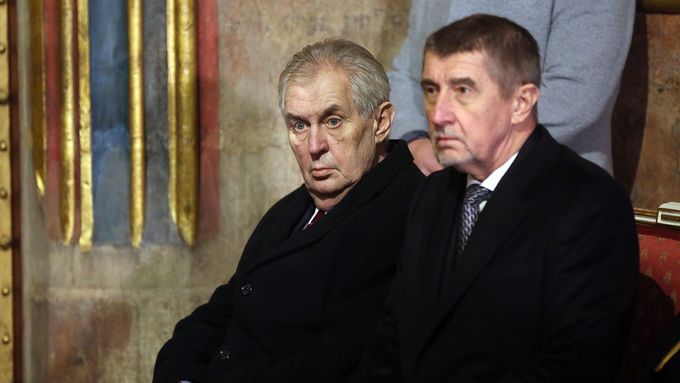 Prezident Miloš Zeman a premiér v demisi Andrej Babiš.