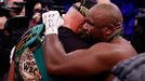 Boxing - WBC World Heavyweight Title - Tyson Fury v Derek Chisora - Tottenham Hotspur Stadium, London, Britain - December 3, 2022  Tyson Fury and  Derek Chisora after the