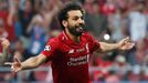 Mohamed Salah slaví gól ve finále Ligy mistrů Tottenham - Liverpool