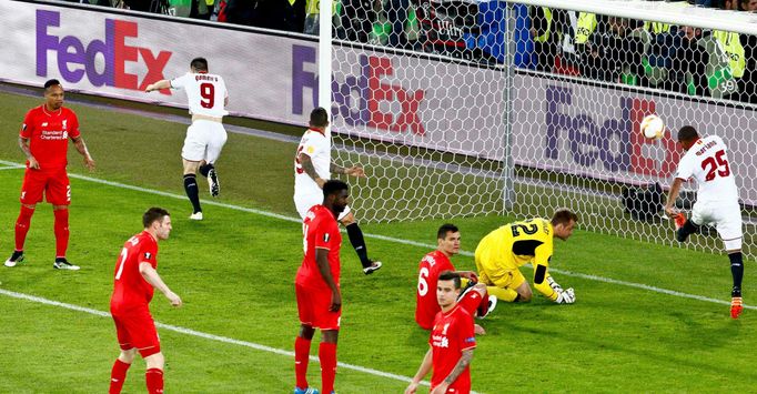 Liverpool - Sevilla.  Finále Evropské ligy 2016 v Basileji. Gól Kevina Gameira po 17 vteřinách druhého poločasu