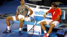 Stan Wawrinka a Novak Djokovič při tréninku na Australian Open 2016