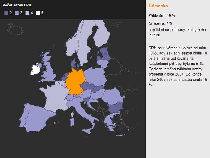 Dvě sazby DPH, jednu základní a jednu sníženou, v současné době kromě Česka uplatňuje dalších osm zemí EU.