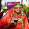 Marocký fanoušek v Casablance sleduje zápas o 3. místo na MS 2022 Chorvatsko - Maroko