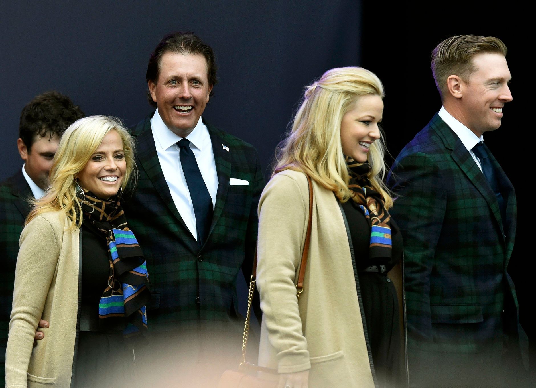 U.S. Team players leave after the opening ceremony of the 40th Ryder Cup at Gleneagles