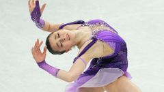 Kamila Valijevová při krátkém programu na olympiádě v Pekingu