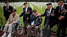 WWII D-Day veterans, including Richard Llewellyn and Mervyn Kersh from Britain and Norman Duncan from the U.S., attend a ceremony at Normandy American Cemetery