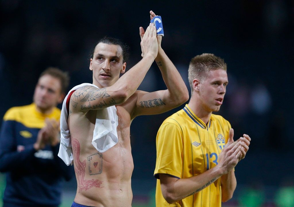 Zlatan Ibrahimovič v přátelském utkání Švédsko - Anglie