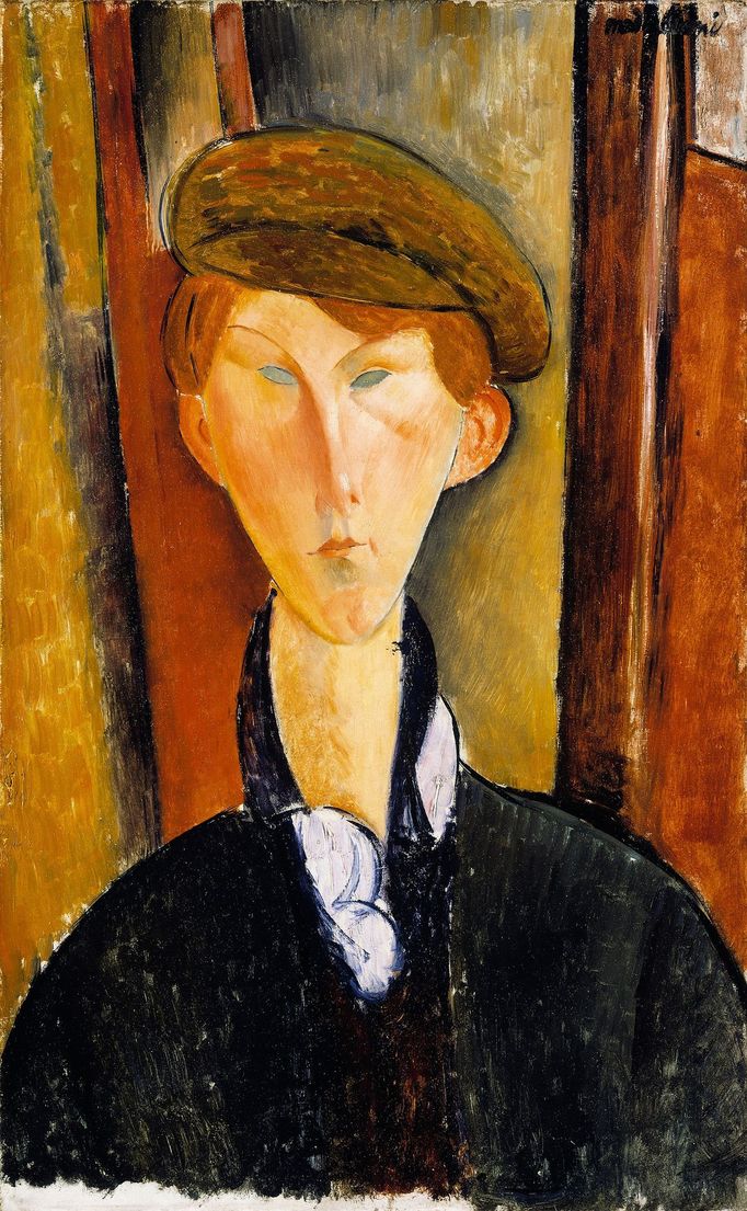 Amedeo Modigliani: Mladík v čepici, 1918, olej na plátně.