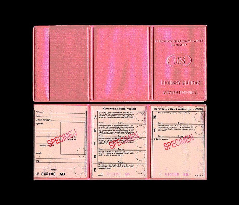 Řidičský průkaz, vydávaný v letech 1964-1986