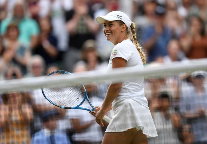 Julia Putincevová v prvním kole Wimbledonu.