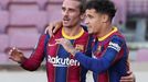 Soccer Football - La Liga Santander - FC Barcelona v Osasuna - Camp Nou, Barcelona, Spain - November 29, 2020 FC Barcelona's Philippe Coutinho celebrates scoring their th