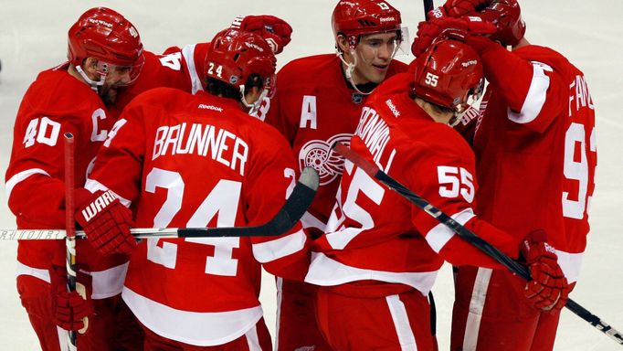 Radost hokejistů Detroitu Red Wings