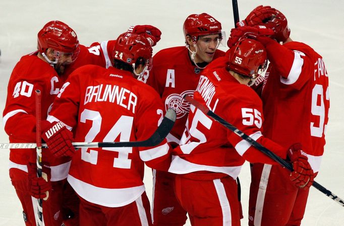 Radost hokejistů Detroitu Red Wings