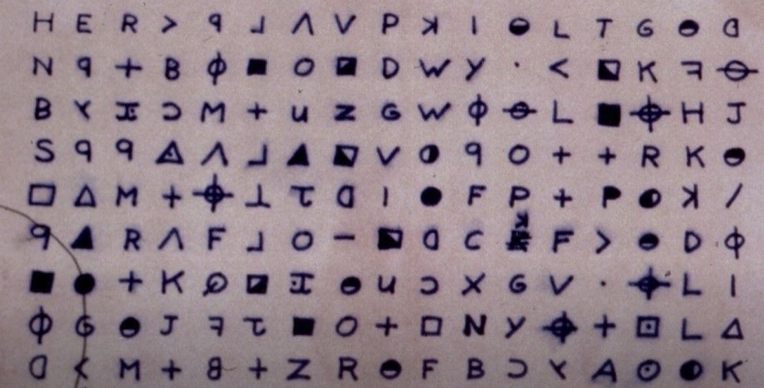 Část šifry Zodiaca, která byla v roce 2020 rozluštěna.