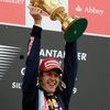 Sebastien Vettel se raduje z vítězství v Silverstone
