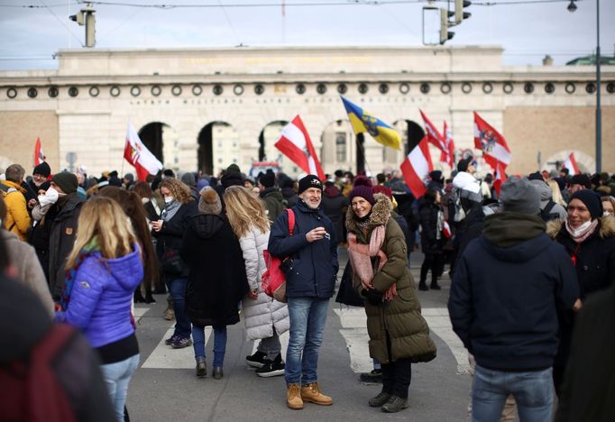 Vídeň, koronavirové protesty 31. ledna