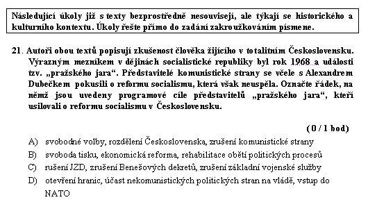 Test - gympl - humanitní část - ot. 21