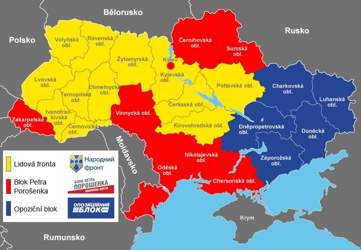 Volby na Ukrajině - mapa