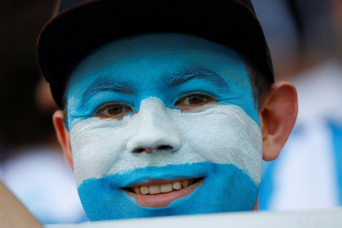 Argentinští fanoušci v zápase Argentina - Island na MS 2018