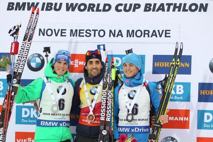 SP NMNM, hromadný M:  Simon Schempp, Martin Fourcade a Anton Babikov